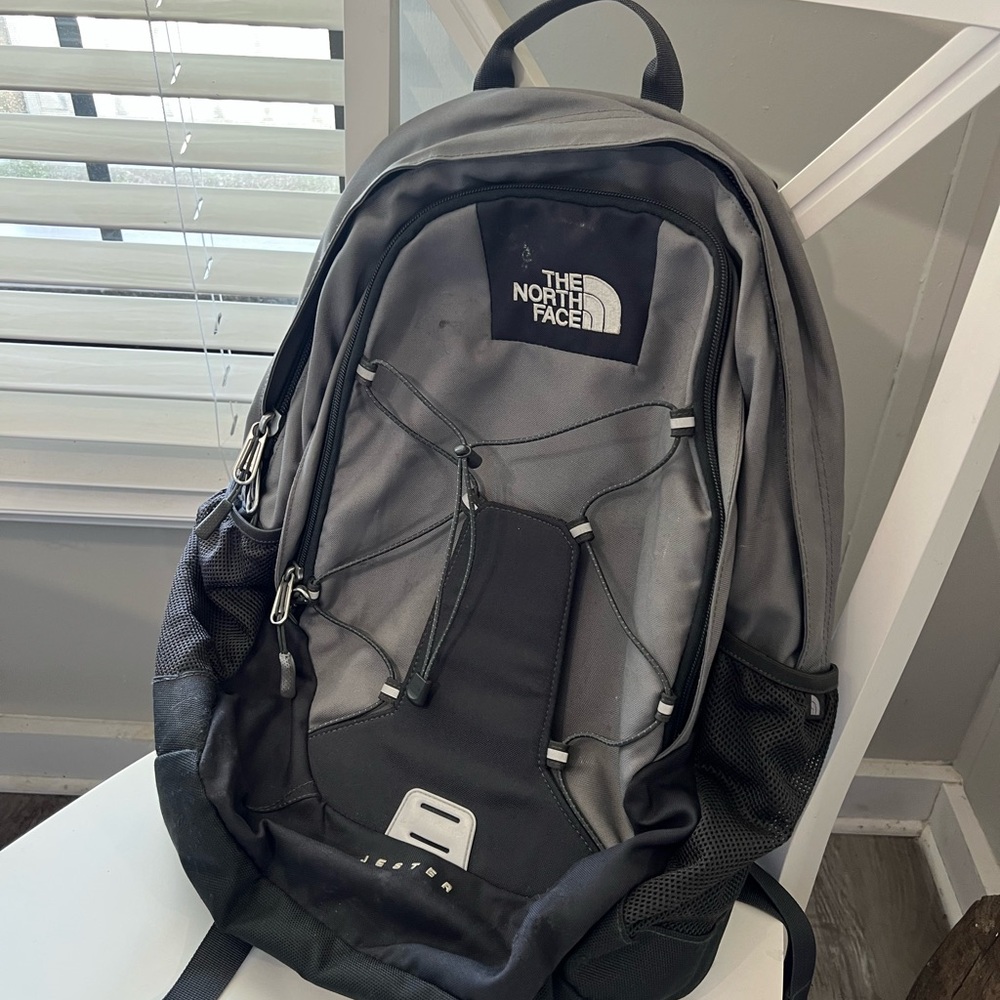 The North Face Grey and Black Daypack Backpack